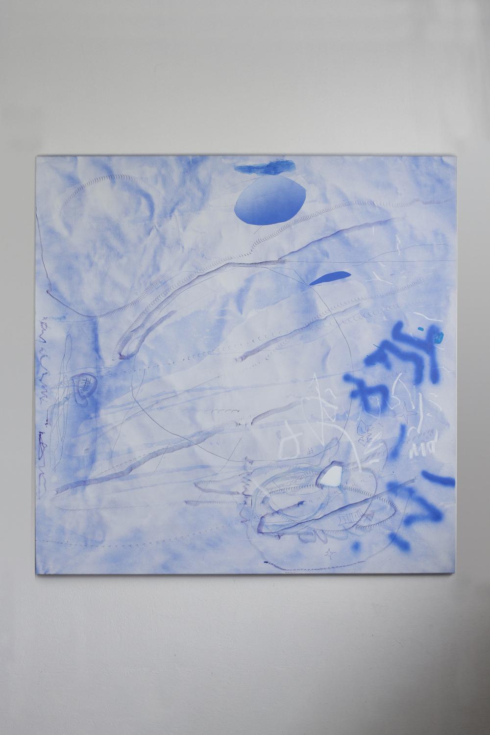 Blue Crumple With Drawings